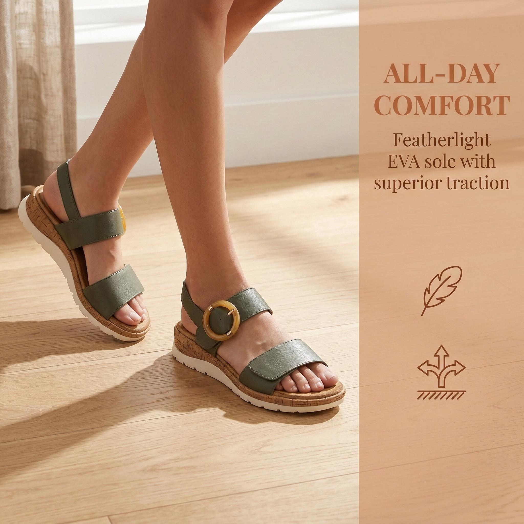 UBFEN Womens Sandals Arch Support Open Toe Walking Comfy Casual Low Wedge Summer Shoes