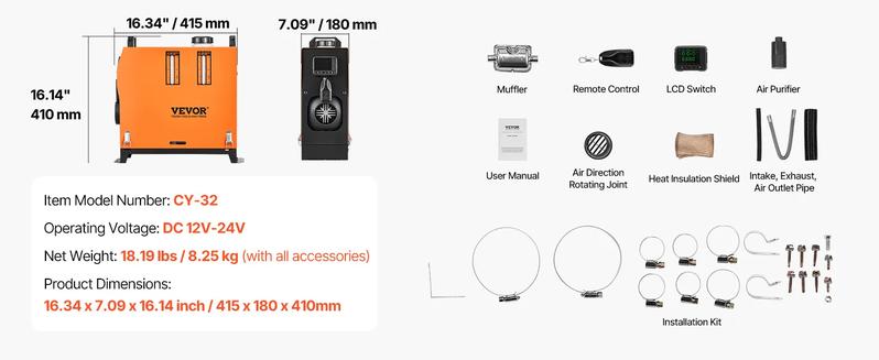 VEVOR Diesel Air Heater, TikTokShopBlackFriday, 2kw/5kw/8kw, With an adapter, without an adapter,Portable Parking Heater Fast Heating Low Noise, Diesel Heater for Truck RV Trailer Camper Van Boat and Indoors