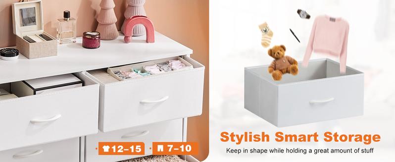 【Deal】SweetFurniture Dresser, 6 Drawers Wide Fabric Storage Units Chest of Drawers with Metal Frame and Wooden Top for TV Stand up to 45", Living Room