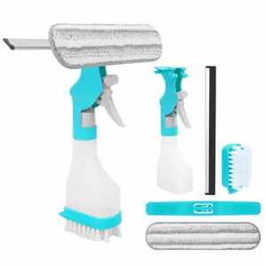 4-in-1 Multifunctional Window Cleaner Kit with Spray Bottle, Squeegee, Brush & Microfiber Cleaning Head for Home Glass, Car Window & Mirror Washing