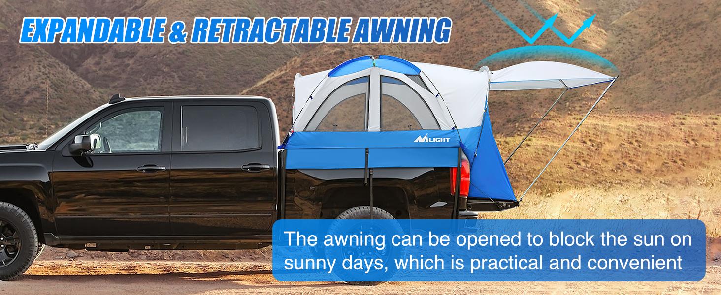 Nilight Truck Bed Tent 5.0-5.5FT Pickup Truck Tents with Removable Awning Waterproof PU2000mm Double Layer Rainfly Storage Bag 2-Person Sleeping Tailgate Bed Tents for Camping Travel Outdoor,Blue Grey drone 600