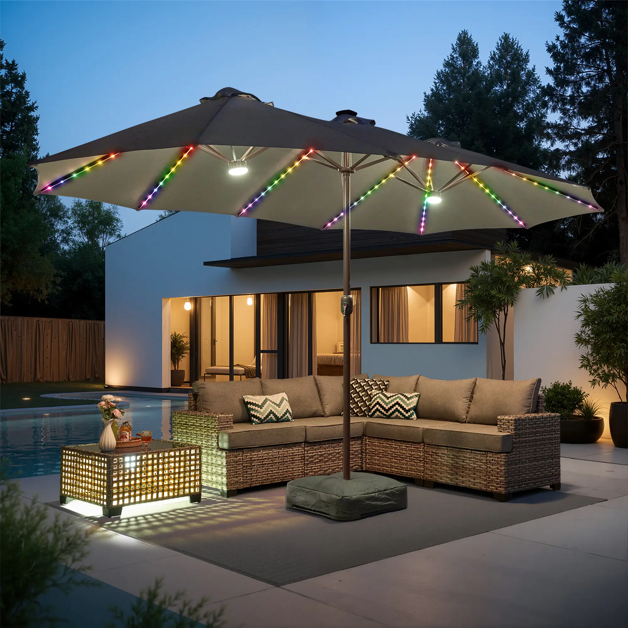 Light Gray with Solar Colored Lights