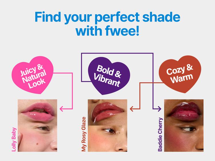 [Blush & Glow] fwee Lip & Cheek Starter Set | Soft Blur Cream Blush + Dewy Blush Duo with Multi Jelly Shimmer Balm + Mini Silicone Brush