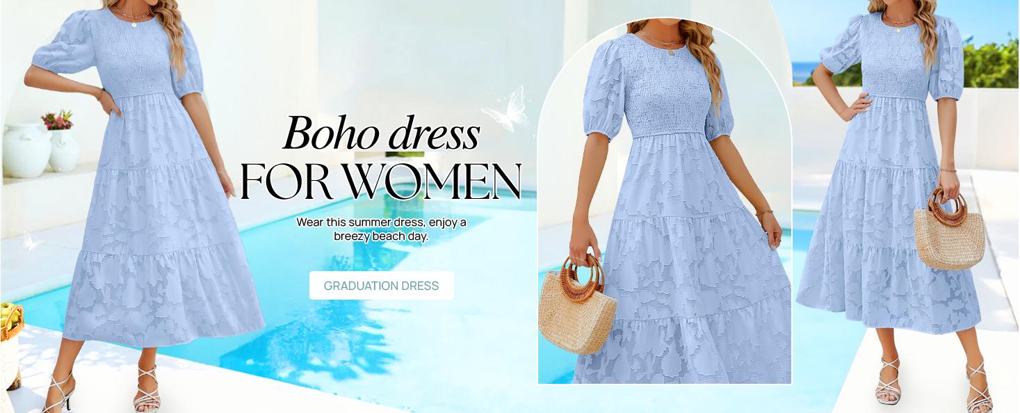 ZESICA Women's 2026 Summer Short Puff Sleeve Crewneck Smocked Floral Lace Flowy A Line Tiered Maxi Dresses ZESICA Women's 2026 Summer Short Puff Sleeve Crewneck Smocked Floral Lace Flowy A Line Tiered Maxi Dresses