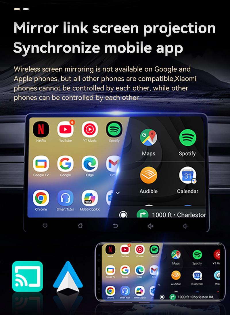 Yurnlv 2026 Wired to Wireless Android auto Adapter, Mirror link/Android auto 2-in-1, Only for Android, Mirror Touch Wireless Android Auto Adapter
