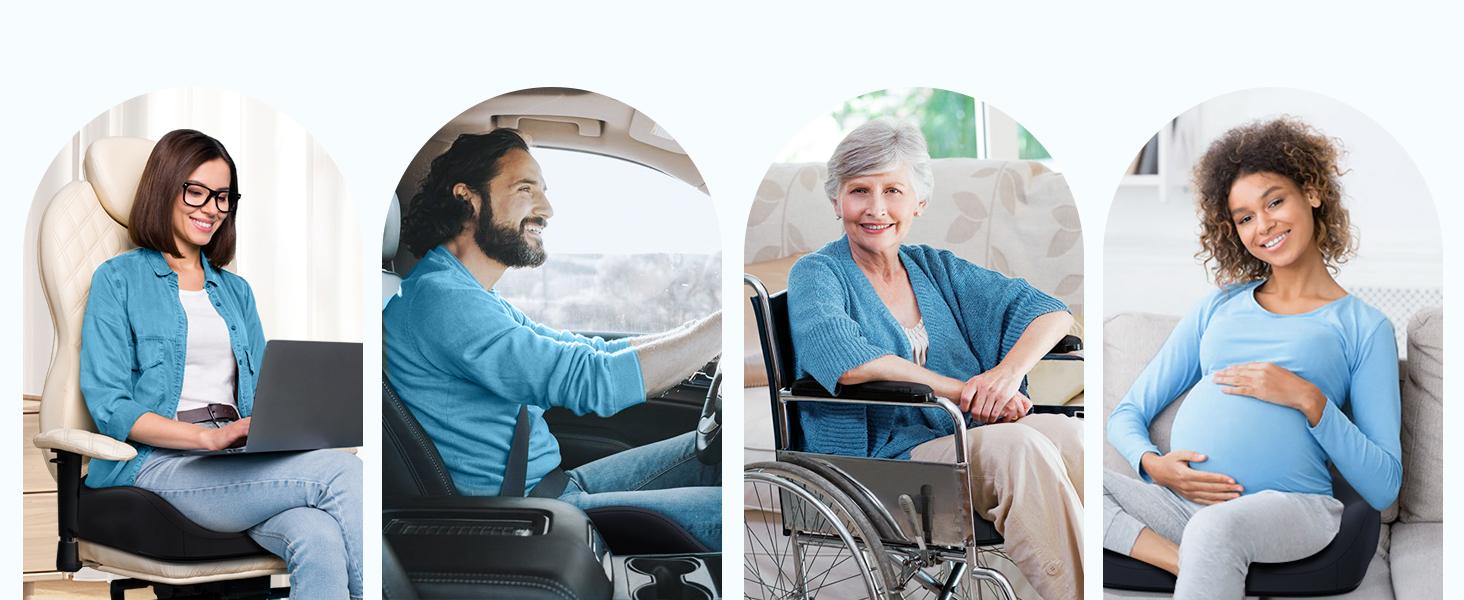 Benazcap Non-Slip Memory Foam Seat Cushion | Ergonomic Office Chair & Car Seat Cushion | Tailbone Pain & Sciatica Relief | Back Support,Thickened,ideal gifts