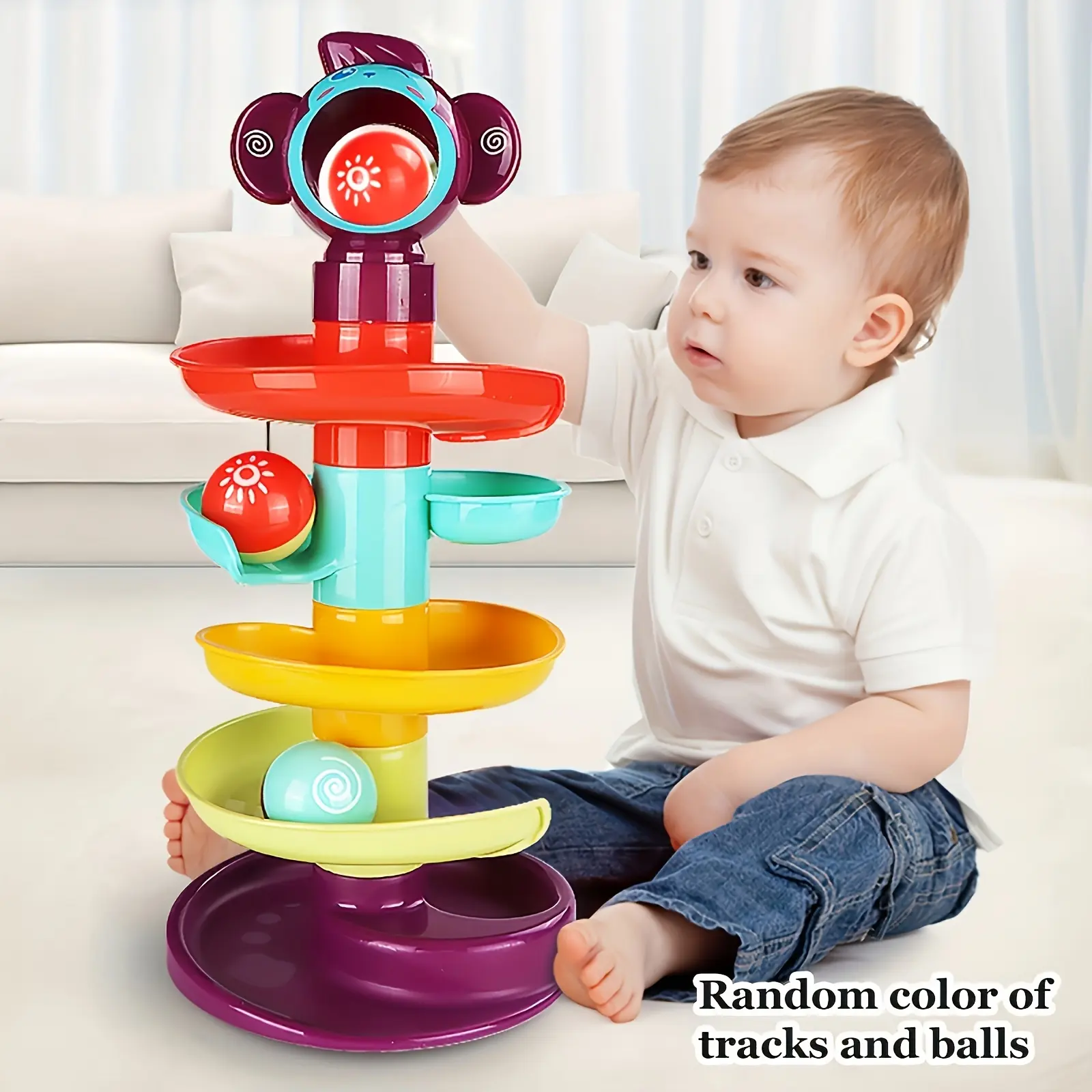 Montessori Ball Drop Color-Coded Shape Sorter Toy - Bright, BPA-Free, Easy-to-Use Kid-Powered Toy for Toddlers, Geometric Structure Fine Motor & Sensory Activity Set for 3-4 Years Children Development