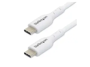 StarTech 1m (3.3ft) White USB-C Charging Cable, USB C Cable, USB 2.0 Type-C Laptop Charger Cord, 60W Power Delivery, TPE Jacket, USB-C Data Transfer Cable, M/M