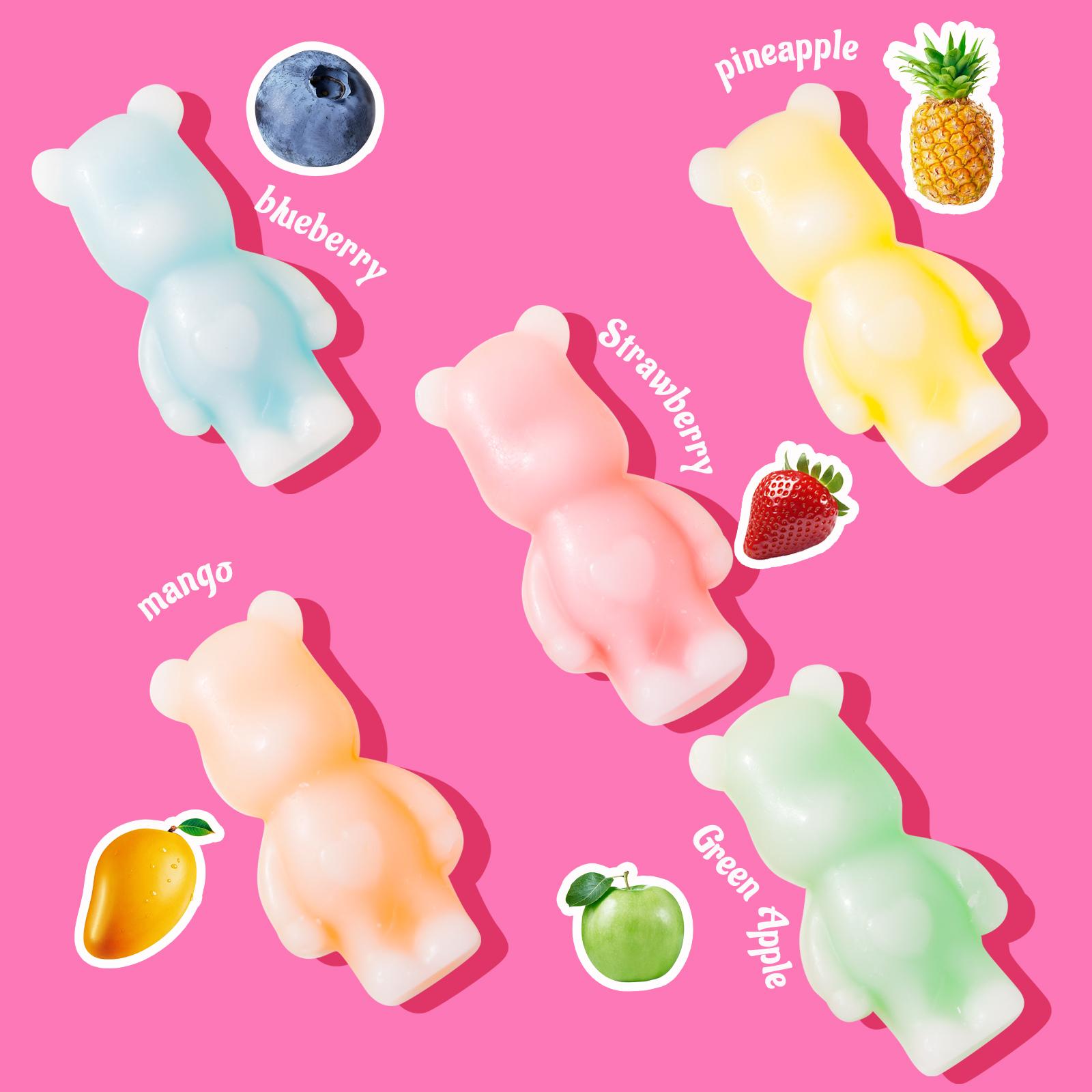 Brand New Upgrade!!! Fruity Wax Bear Candy 12oz Pack Five Flavors Wax Upgrade Bear Shape Retro Party Treats ASMR Sweet Bonbon Snack Fruitsnacks Viral Candy Wax Candy Bombs SpringGlowUp