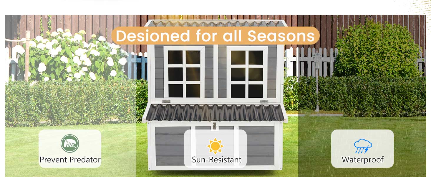 YODOLLA Chicken Coop, 40" Large Wooden Chicken Hutch with 3 Lockable Nesting Boxes for 4-6 Chickens, Outdoor Hen House Chicken Cage w/Removable Tray