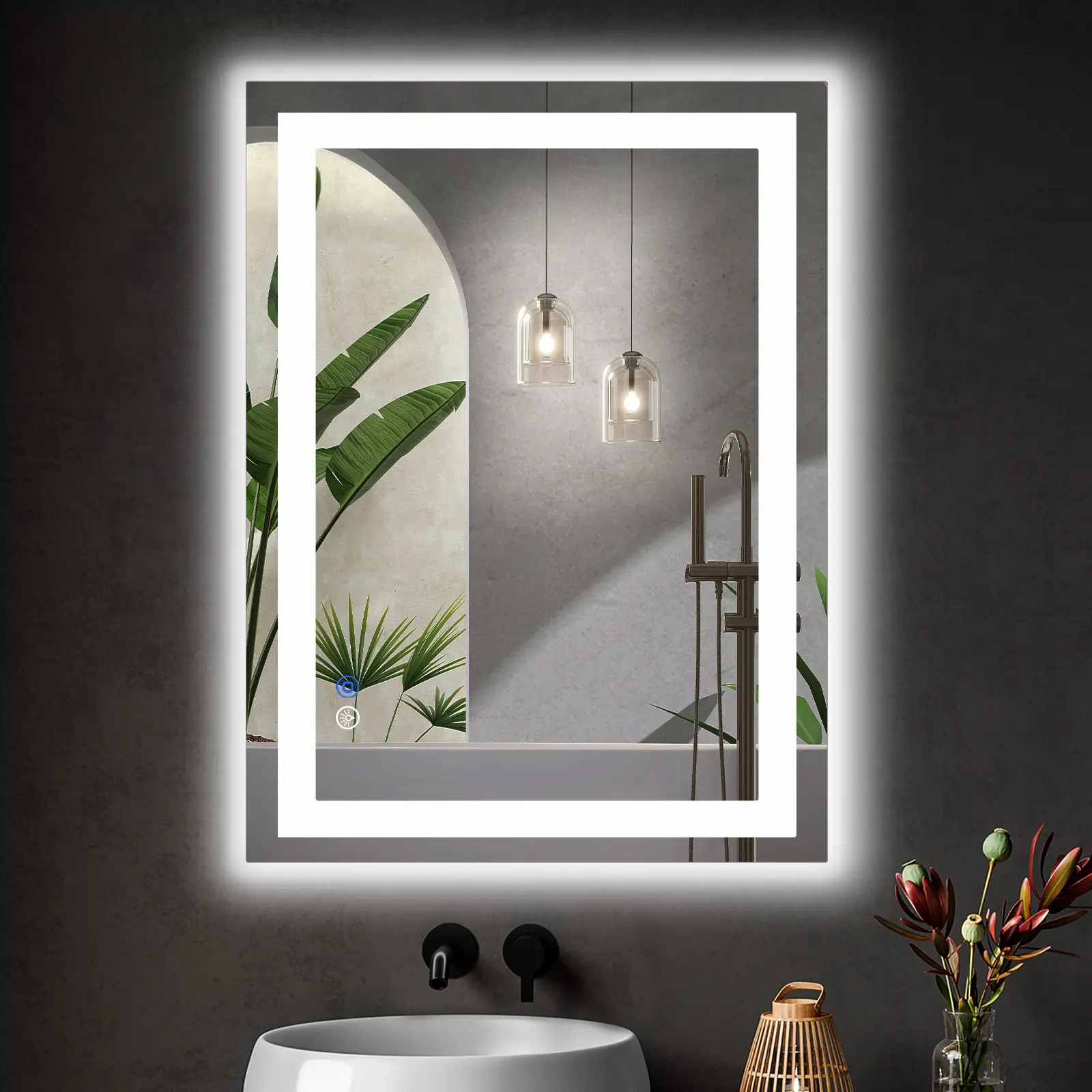 Sweet Furniture Bathroom Vanity Mirror - Adjustable LED Lighted Modern Multifunctional, Anti-Fog, Dimmable Rectangle Tempered Glass, Front & Backlight, Smart Memory Function, Electronic Wall-Mounted Bathroom Fixture Accessory, Adjustable Led Mirror, Led L