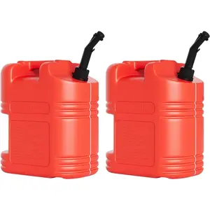 Heavy Duty 5 Gallon Multi-Purpose Liquid Container with View Stripe, Secure-Seal Design & Ergonomic Handle 2-Pack Set(Red)