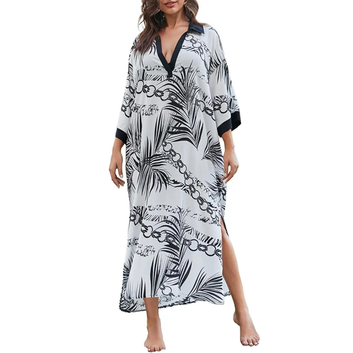 Black White Palm Leaf