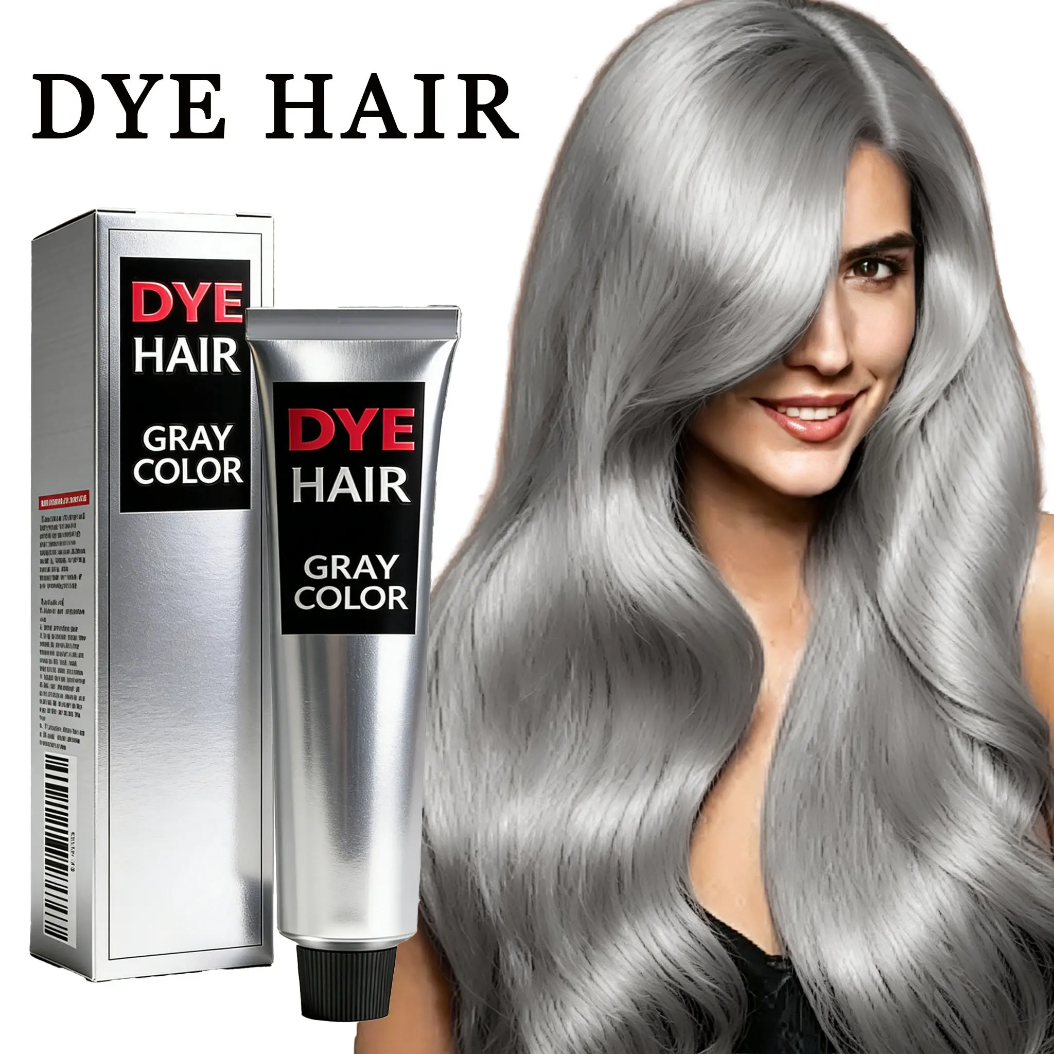 Silver Gray Plant-Based Hair Dye Cream - No Bleach Semi Permanent Grey Hair Coloring Product, Ammonia Free, Instant Coverage, Long-Lasting Tone, Gentle Formula for Men & Women, Grey Hair Dye