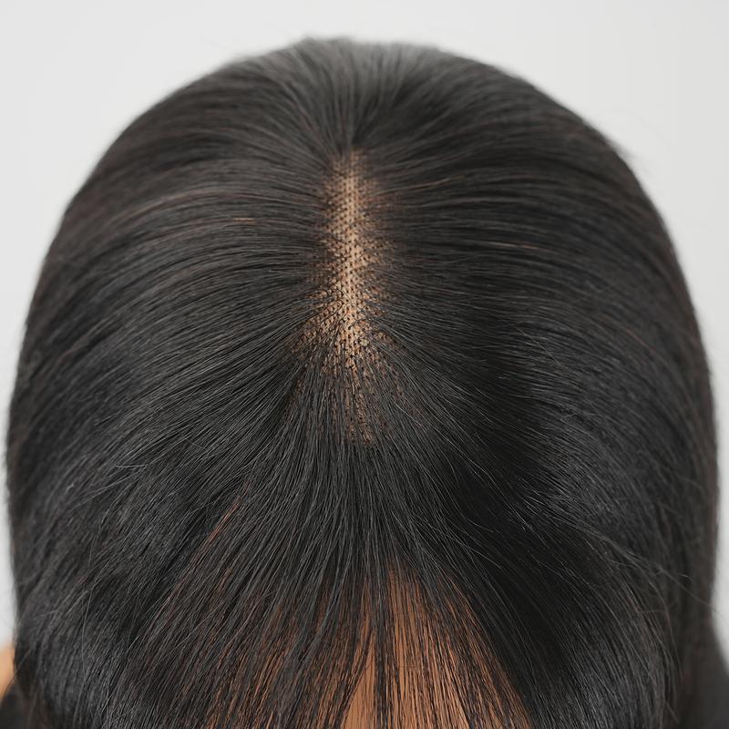 [New In]Mamushow Straight Wigs with Bangs Human Hair 2x4 Lace Wig with Drawstring 180% Density Middle Part for Black Women Glueless Machine Made Wigs