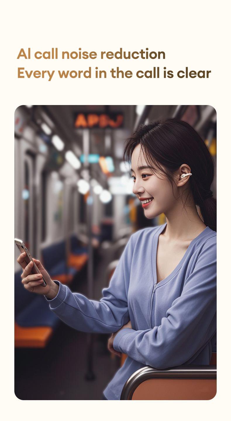 Earclip C7 Clip-on Design Wireless Earphones, Upgraded Panoramic Sound Headset, Comfortable Wearing & IPX5 Waterproof Sports Earbuds for Work, Fitness