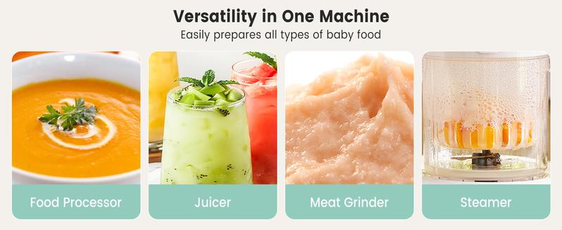 Grownsy Baby Food Maker with Steam Basket, Auto Cooking Grinding & Sterilization for Healthy Homemade Baby Food, BPA-Free