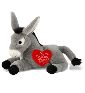 PLUSH I LOVE YOU RED HEART - SUPER-SOFT PLUSH - LAYING DONKEY 9"