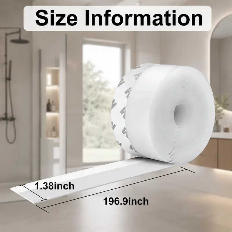 32.8Ft Adhesive Weather Stripping - 1.38in Width Draft Stopper Insulation Tape for Doors, Windows, Shower Sealing