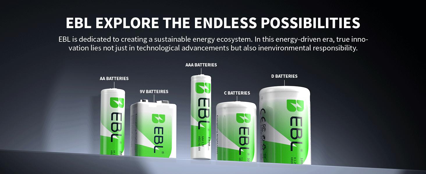 EBL AAA Ni-MH Rechargeable Batteries 1100mAh