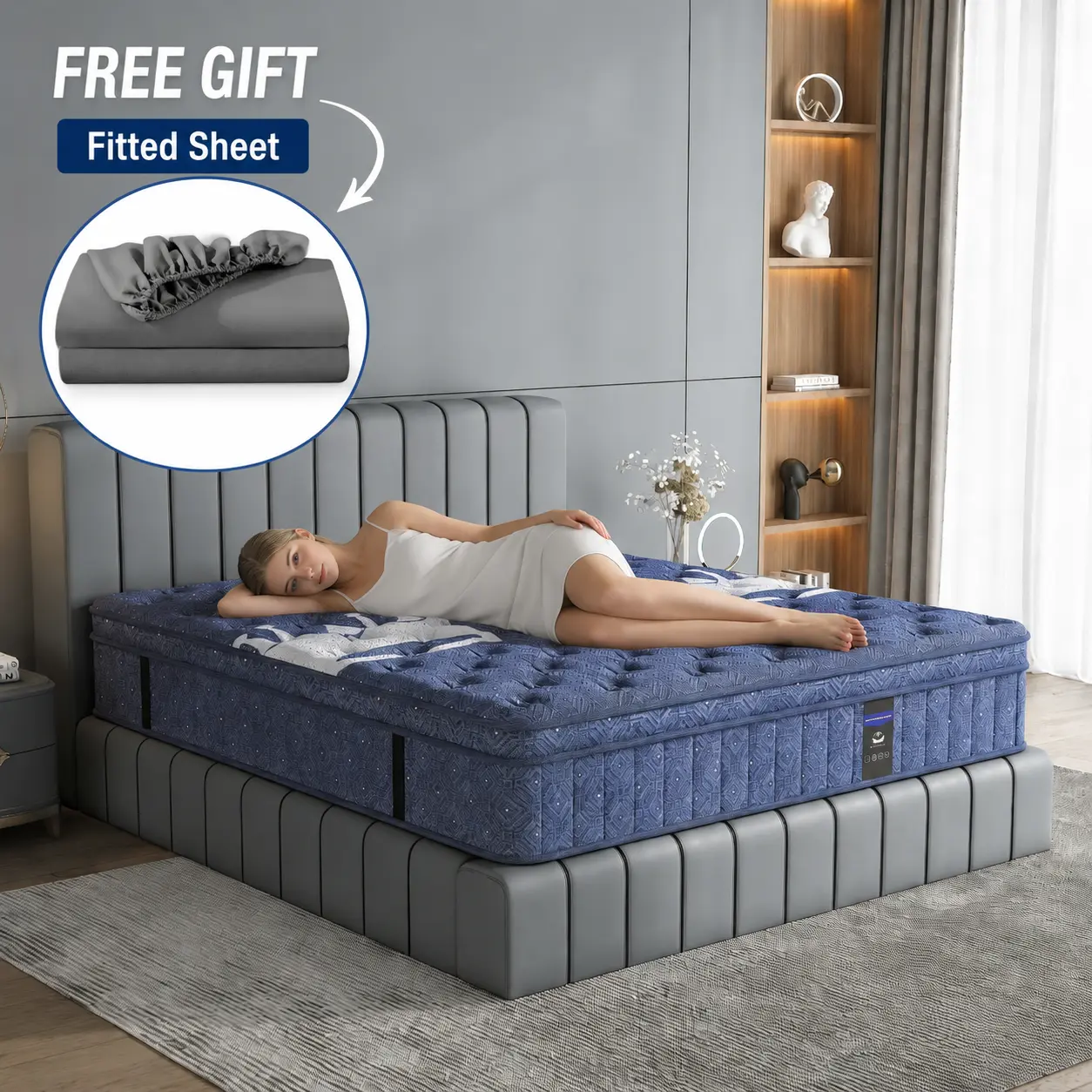 12/14 Inch Hybrid Mattress in a Box with FREE Fitted Sheet, 6-Layer Double Coil Support, Edge Support, Not Easy to Collapse,Pressure Relief, Motion Isolation, Medium Firm, Twin Full Queen King