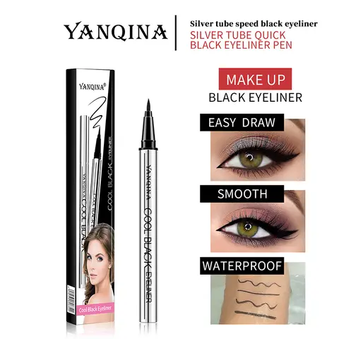YANQINA Cosmetic Long-Lasting Eyeliner - Lightweight, Waterproof, Vegan, Cruelty-Free, 24h Wear, Flawless Eye Makeup, Smooth Draw, Ultra-Creamy Texture