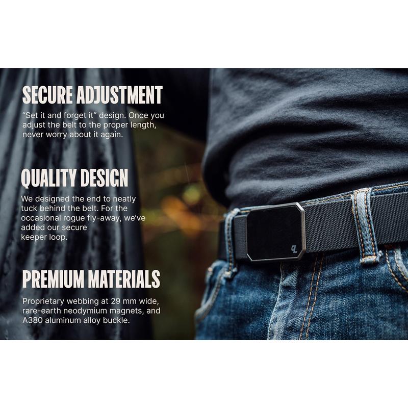 Groove Life Groove Belt OG - Black / Black | Comfortable, Durable, Adjustable Stretch Belt for Men, Magnetic Aluminum Buckle, Limited Lifetime Warranty