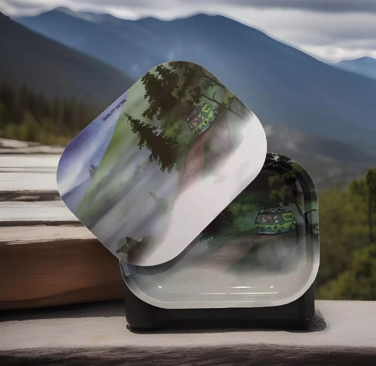 Quality Detail Road Trip 7 x 5 Inch Metal Tray with Magnetic Lid, For On The Go, ( Food Container Set Plates Snacks Candy )