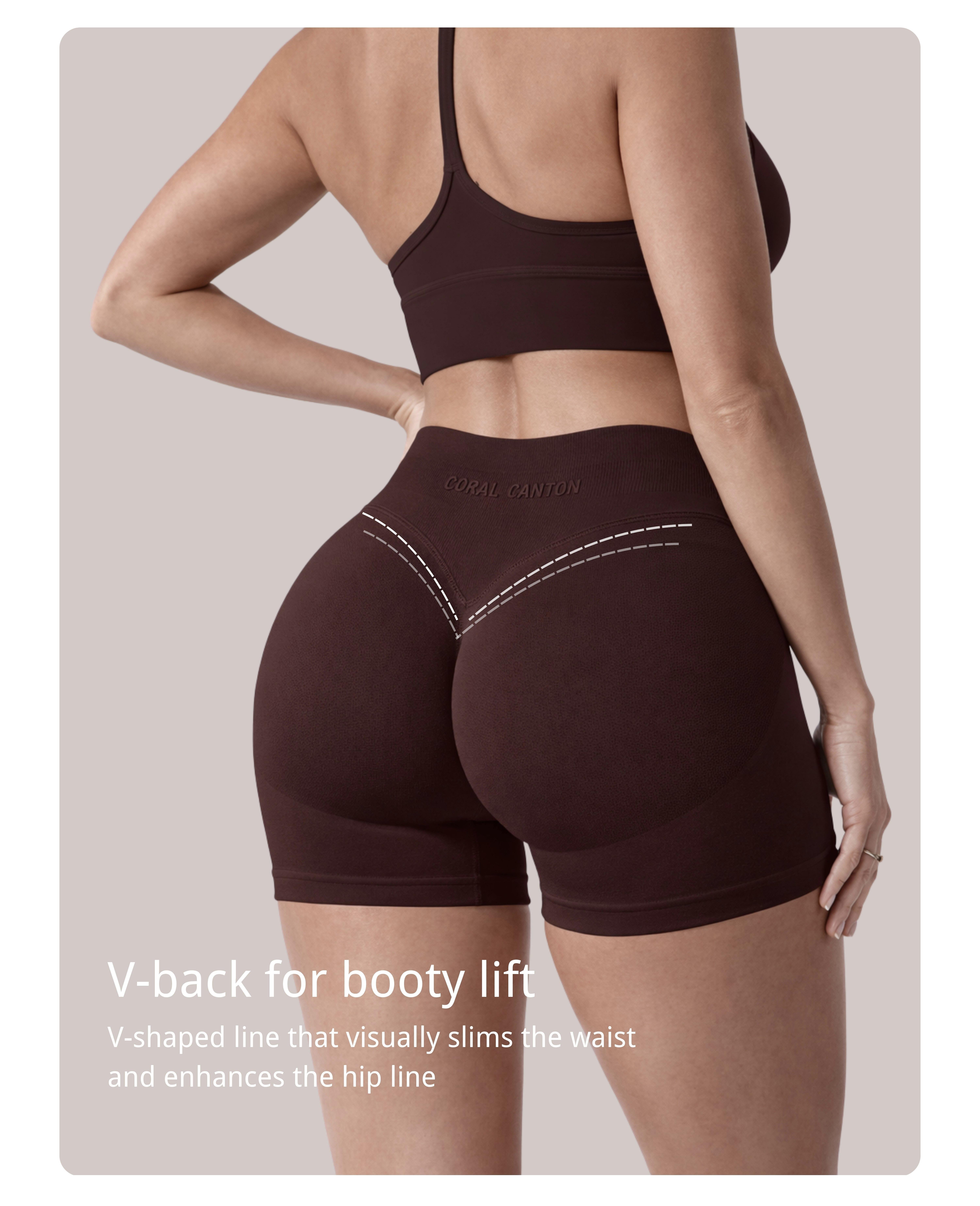 Coral Canton 2pcs Sports Shorts High Waistband Butt Lifting