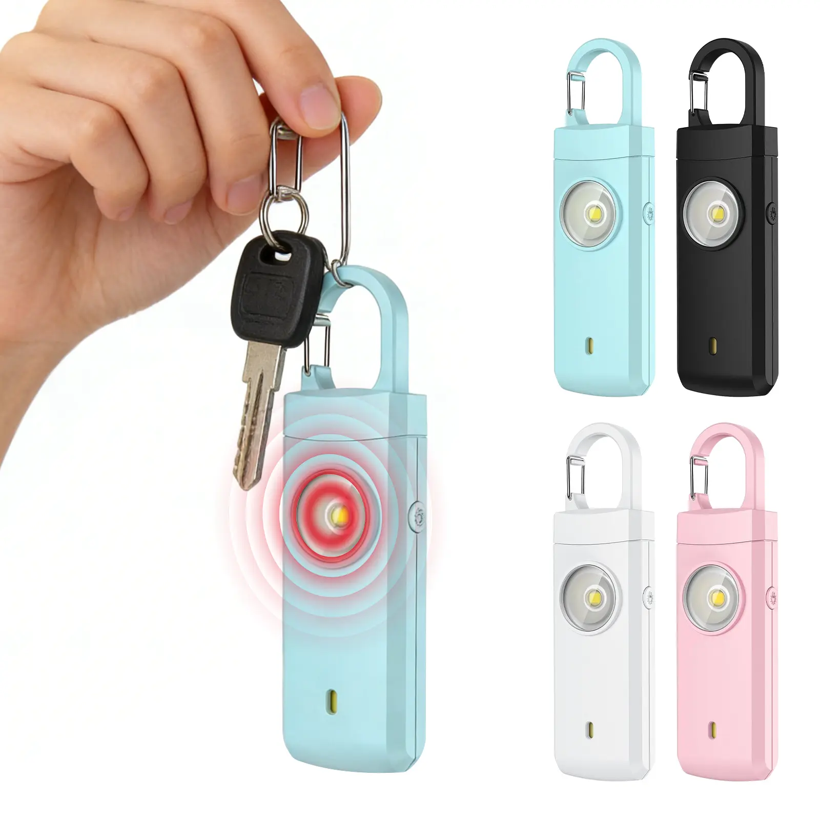 130dB Personal Safety Alarm with LED Flashlight – Rechargeable Self-Defense Keychain for Women and Seniors – Emergency SOS Siren
