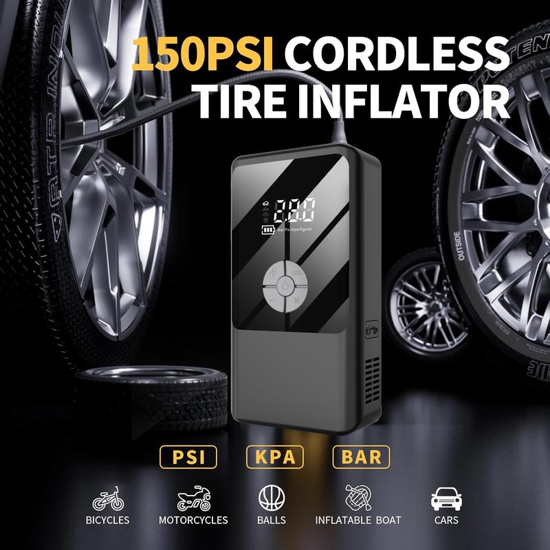 7200A 6-in-1 Multi-Function Emergency Jump Starter with Air Compressor 150PSL Portable Car Battery Starter Digital Tire Inflator for 2.64 Gallon Gasoline or 2.38 Gallon Battery Vehicles