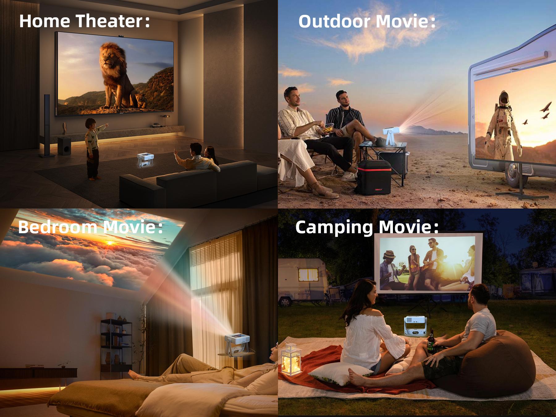 【TouchScreen/Built-in APPs/Auto Focus Keystone】XBJ Smart Portable Projector with Touch Tablet, 4K Support Outdoor Proyector, WiFi6 Bluetooth for Home Theater/Gaming/Outdoor (270° Stand & 250") Lcd Audio Lcd Audio Automatic Noise Space video