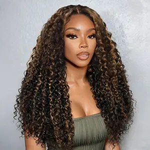 BGMgirl Balayage Highlight Ombre Brown 7x5 Lace Water Wave Wear Go Glueless Pre Plucked Pre Cut Lace Closure Wig Glueless Pure Human Hair Wigs Clearance Sale