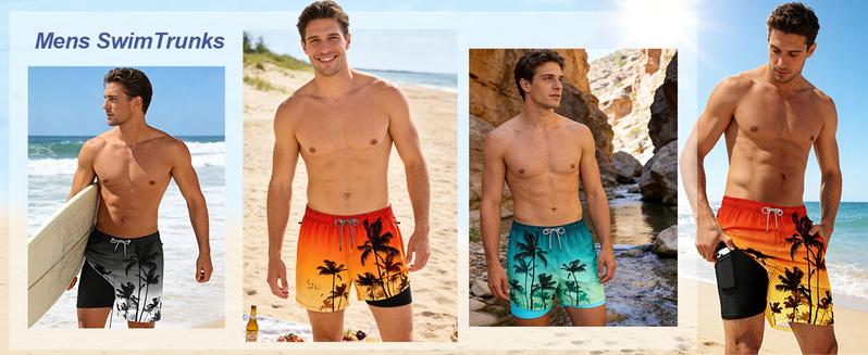 APTRO Mens Swim Trunks with Compression Liner 5 Inch Board Shorts 2 in 1 Swimwear Zipper Pockets Quick Dry 100% Polyester for All-Day Comfort Activewear