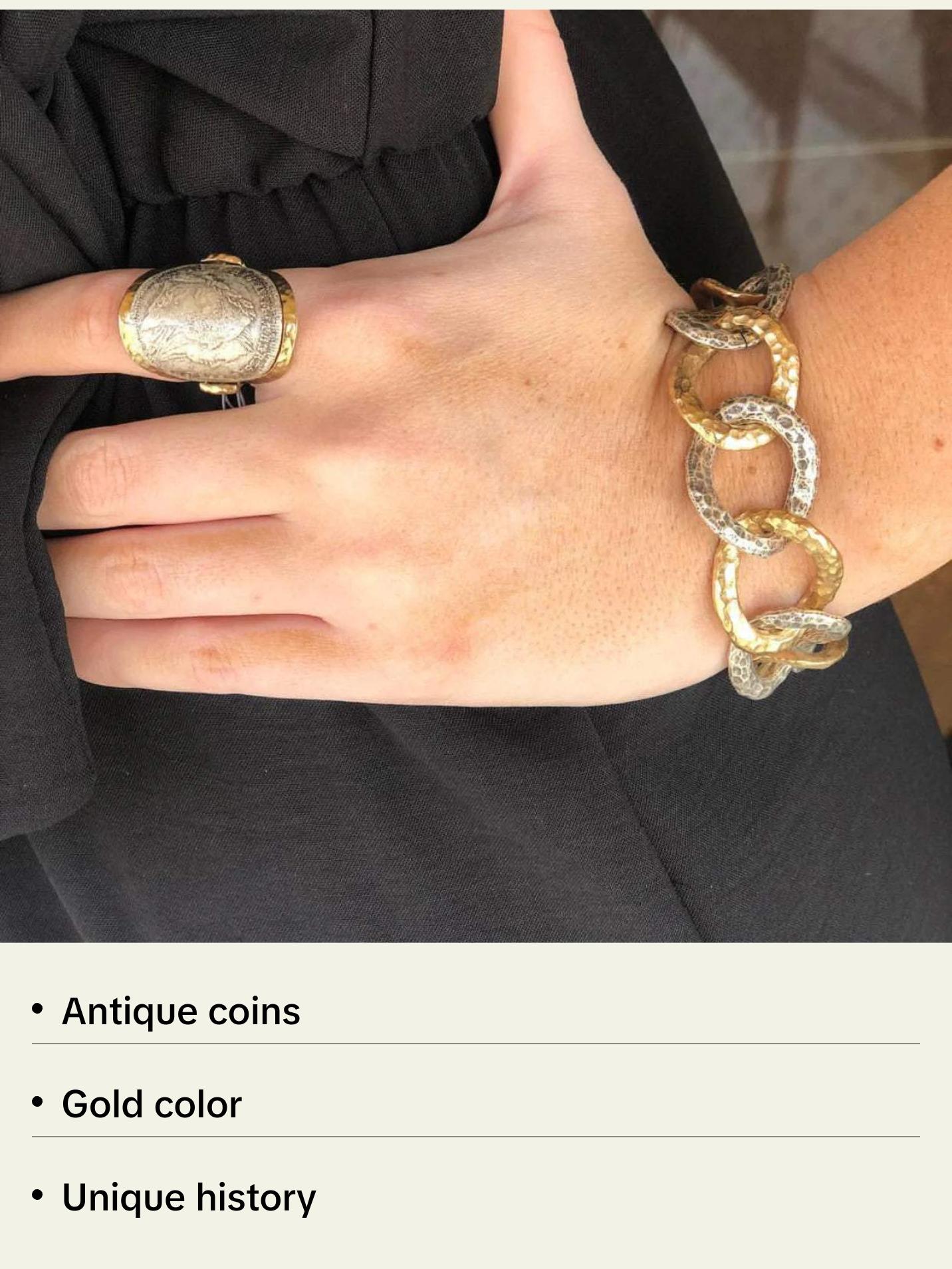 Tat2 Designs Gold Maria Theresa Curved Coin Ring