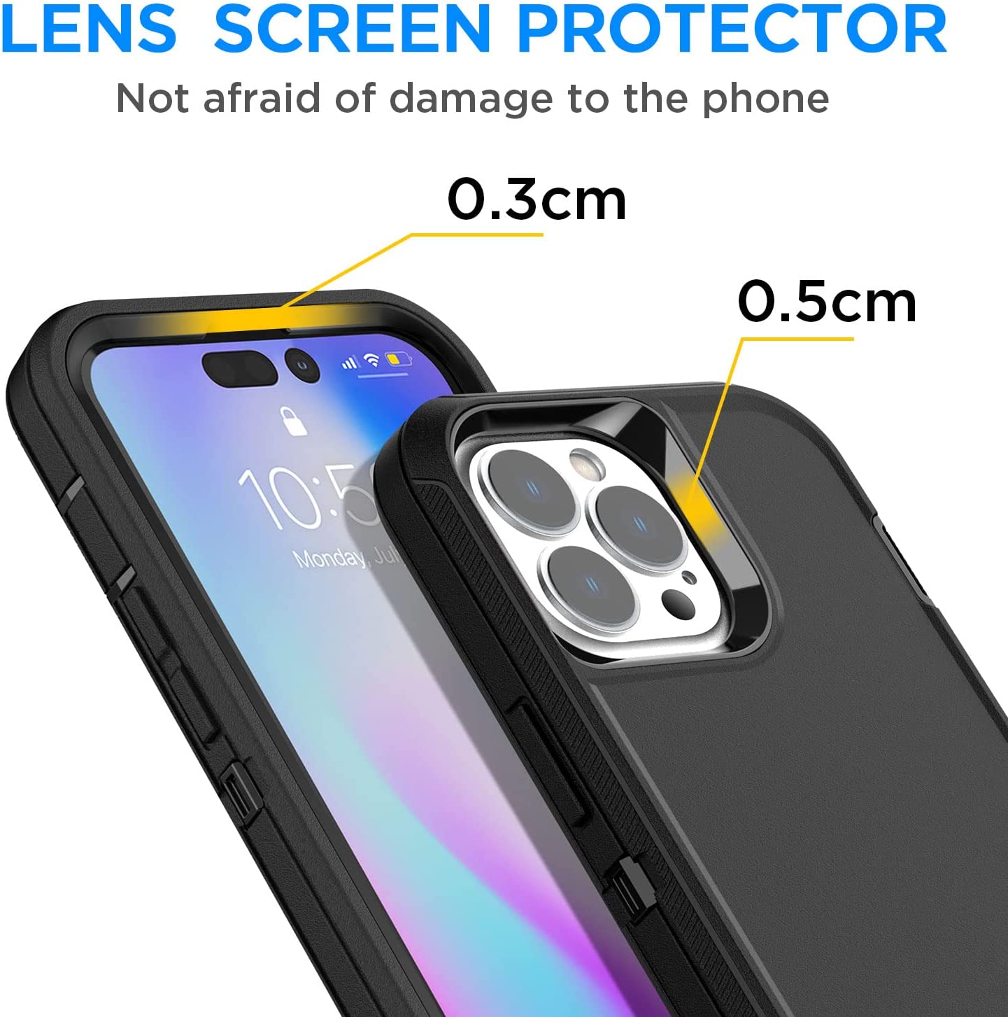 [3 in 1] Heavy Duty Rugged Case For Apple iPhone 17 Air 17e 16 16e  15 14 Plus 13 12 11 Pro Max Shockrproof Cover+ Screen Protector + Camera Lens Protector