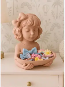 Pink Bow Girl Hair Accessory Holder | Kids Jewelry Organizer Bowl | Cute Girls Room Decor