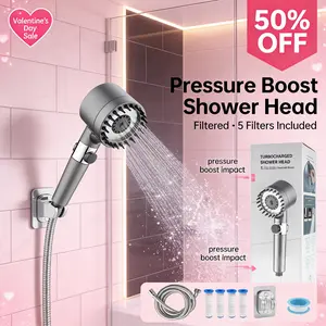 9-Piece Adjustable Shower System with High Pressure, 3-Speed Massage, One-Touch Water Stop, Universal Interface, Stainless Steel Panel, Hose Holder, and Filter Element