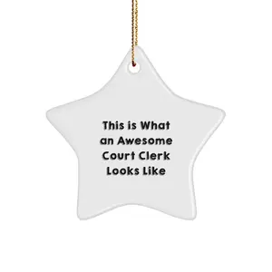 Funny Court Clerk Gifts from Family - Awesome Court Clerk Star Ornament for Christmas Unique Gifts, Court Clerk Decorations, Christmas Star Shaper, Inspirational Court Clerk Quote
