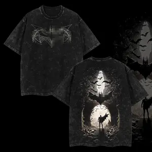 BoldThreads The Arkham Dark Knight V4 - Darknight DCU verse Edition Double Printed Oversize Lightweight Acid Washed Tee TV series Vintage Graphic Design Top Cotton Comic Movie Superheroes Streetwear T-Shirt Clothes Menswear Womenswear.