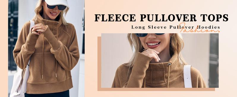 Fisoew Fleece Sweatshirts for Women Sherpa Long Sleeve Turtleneck Winter Pullover Tops Thumb Hole Fisoew Fleece Sweatshirts for Women Sherpa Long Sleeve Turtleneck Winter Pullover Tops Thumb Hole