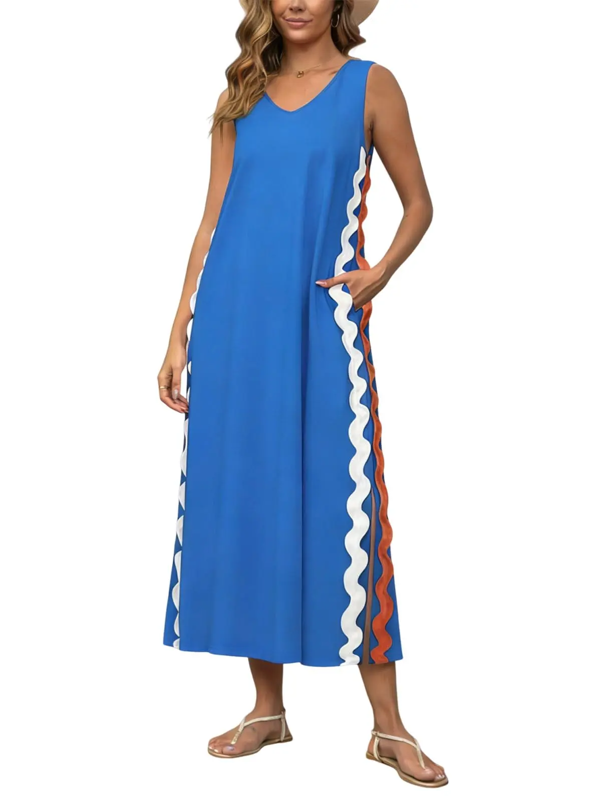 Ebossy Women's Summer Beach Boho Flowy Maxi Dress Casual Sleeveless V Neck Side Slit RIC Rac Tank Dress - TikTok Shop Ebossy Women's Summer Beach Boho Flowy Maxi Dress Casual Sleeveless V Neck Side Slit RIC Rac Tank Dress - TikTok Shop