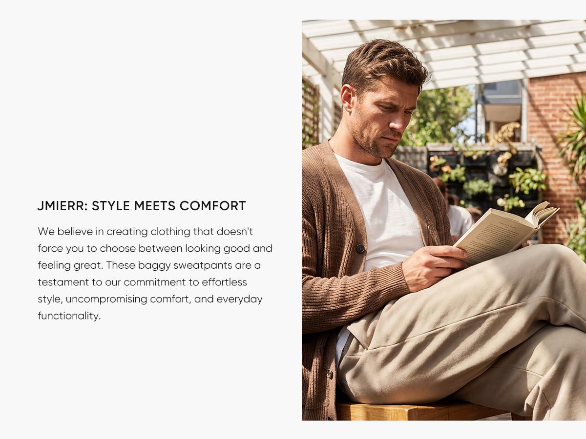 JMIERR Men's Casual Baggy Pants Wide Leg Lounge Travel Pants with Pockets