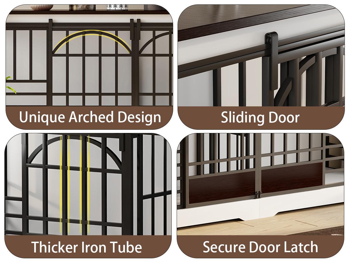 78 Inch Double Dog Crate Furniture, Heavy Duty Extra Large Cage Furniture with Divider for 2 Dogs, Decorative Wooden and Steel Kennel Furniture Indoor, Pet House for Medium,Large Dogs,White