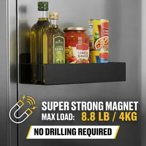 4-Pack Metal Magnetic Spice Storage Rack Organizer With Hooks For Refrigerator And Oven, Fridge Organizers And Storage, Kitchen Utensils Holder, Super Strong Magnet, No Drilling Required