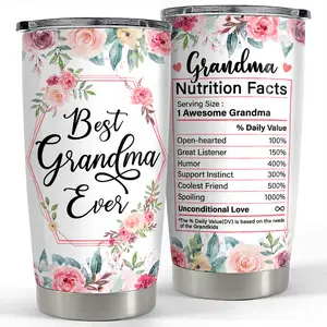 Best Grandma Ever 20oz Tumbler, Insulated Stainless Steel Vacuum Flask, Travel Coffee Thermal Cup, Gifts for Nana Mother's Day Christmas