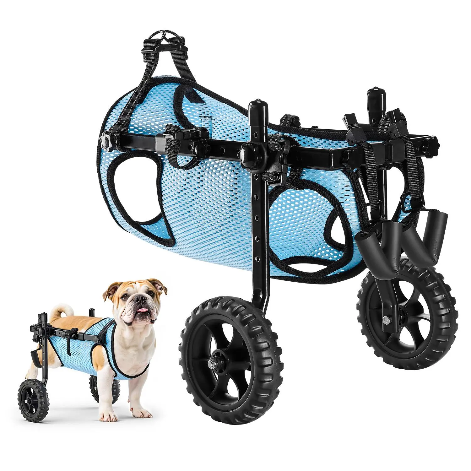 【SummerFinds】VEVOR Dog Wheelchair for Back Legs, Adjustable 2 Wheels Pet Wheelchair, Lightweight  Dog Cart with Shock-Absorbing Wheels, Mobility Support Wheel Chair for Disabled Injured Dogs up to 33lbs, Medium