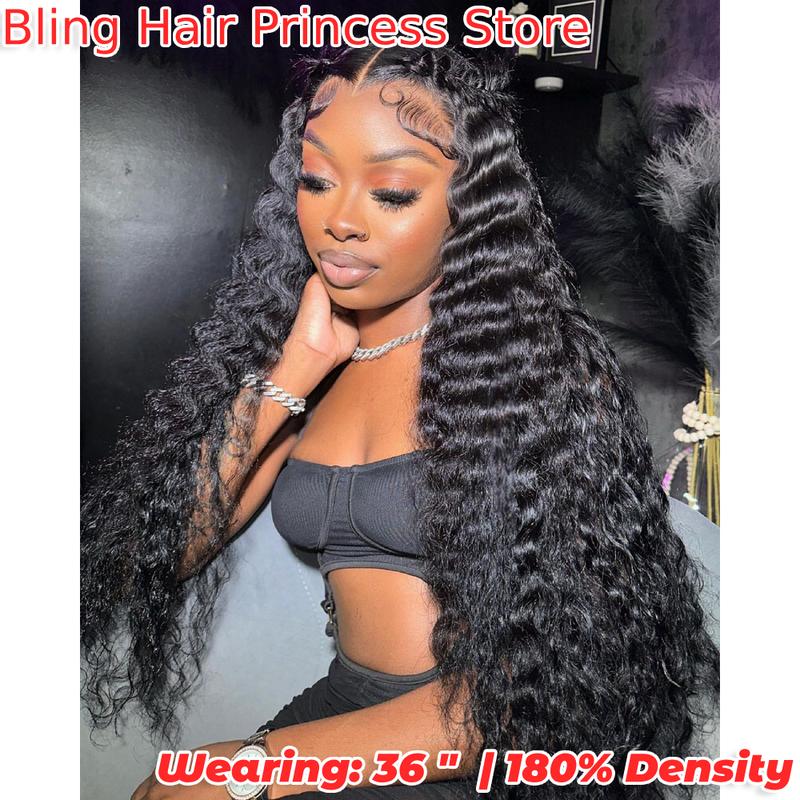 [30" = $119] 13x6 Deep Wave Lace Front Wig Human Hair 180 Density Wet and Wavy 13x4 Lace Frontal Wig Brazilian Human Hair Wigs Pre Plucked  Deep Curly 6x4 Glueless Wig 100% Virgin Human Hair Lace Front Wigs for Women Bling Hair Human Hair Wigs