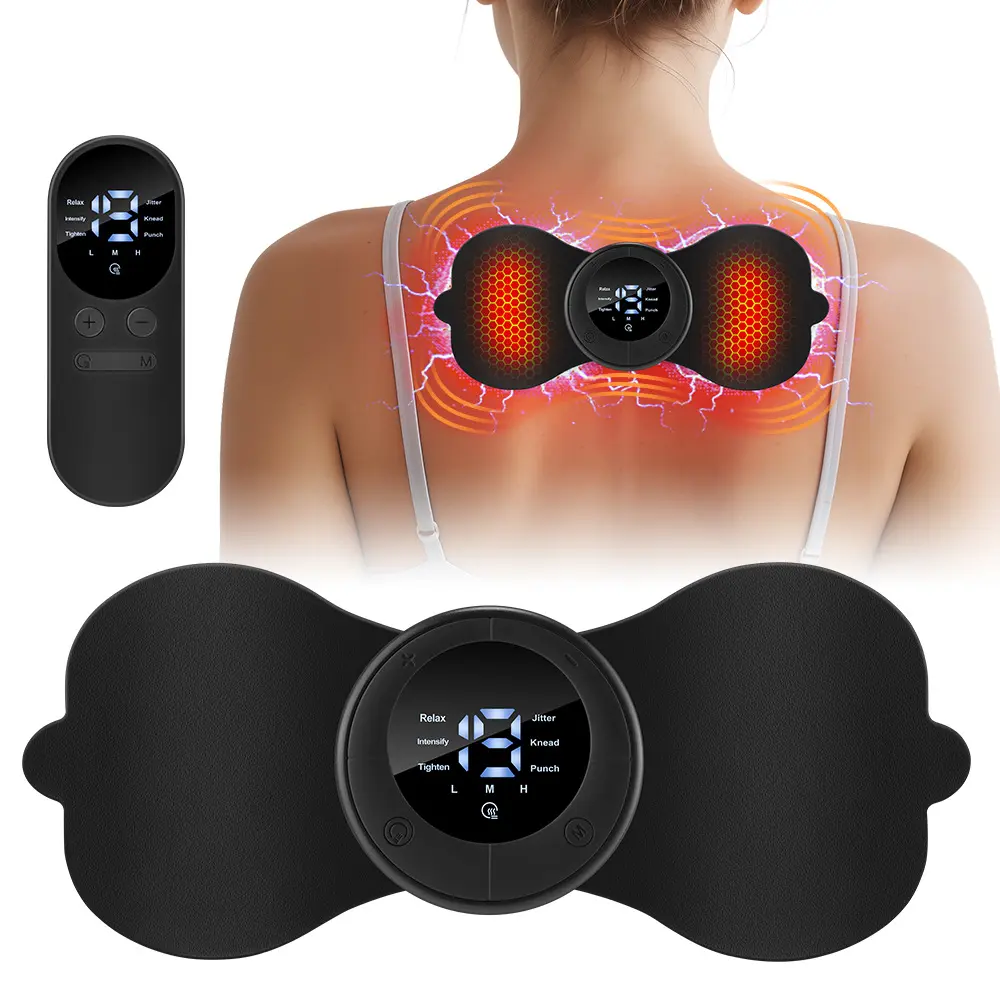 Portable Massage Patch with Remote Control Digital Display, 6 Modes 19 Levels, Multifunctional Shoulder Neck Back Full Body Massager, Muscle Stimulator, Stim Tool, Stim Machine for Muscle Recovery