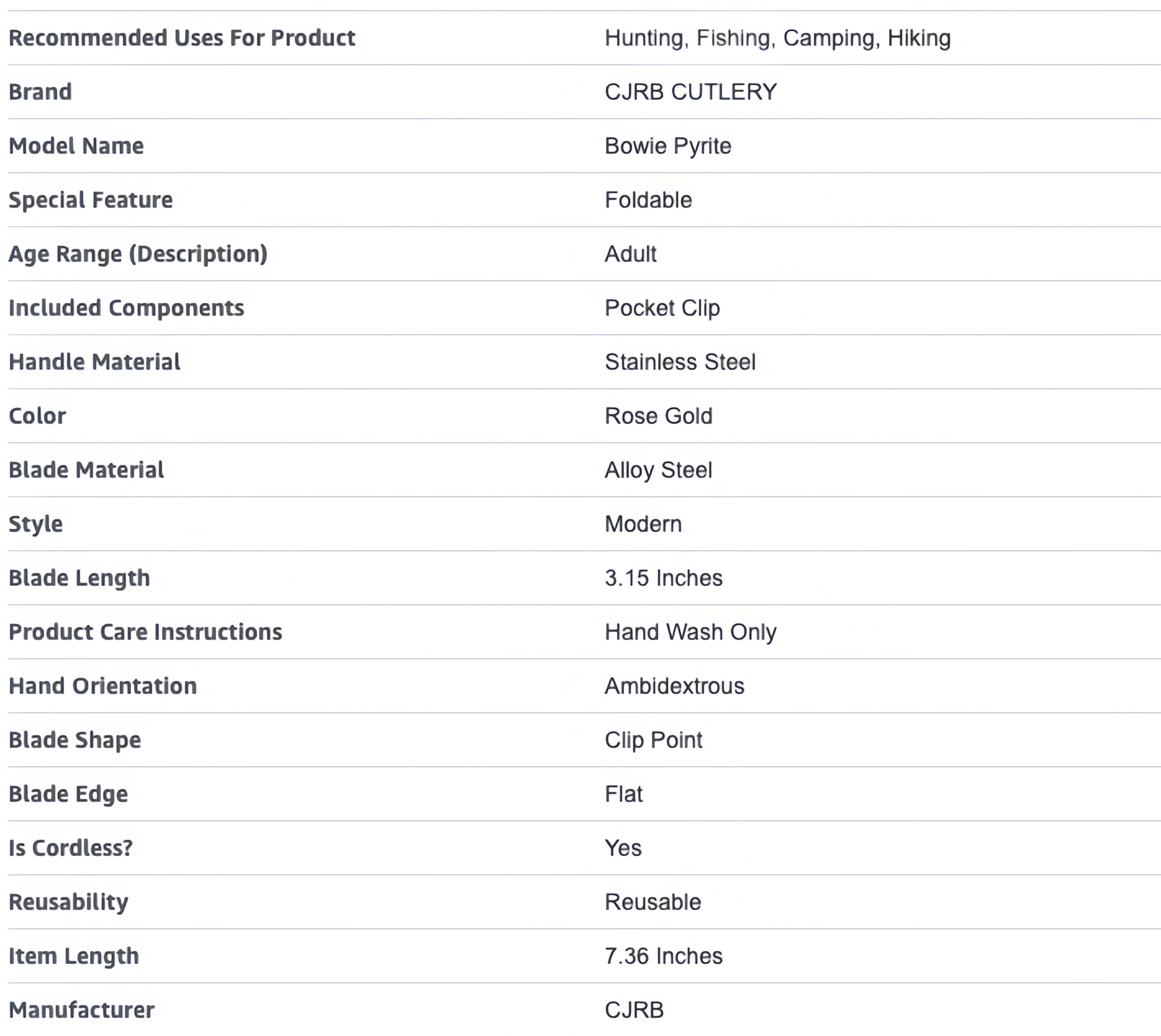 CJRB Bowie Pyrite Pocket Knife, EDC Knife, Folding Knife with 3.15'' AR-RPM9 Steel Blade, Hunting Knife with Wood Handle for Camping and FathersDayGift